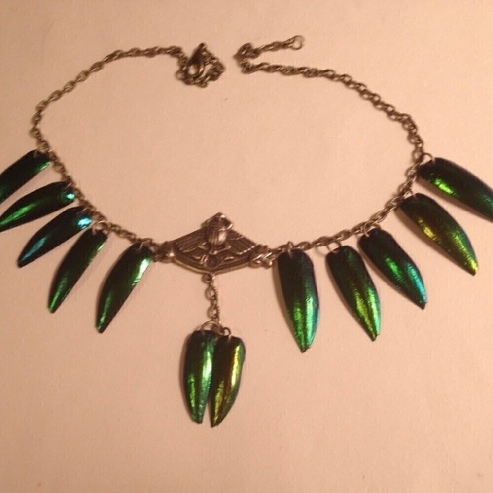 Jewel beetle wings drilled for jewelry making - Picture 7 of 8